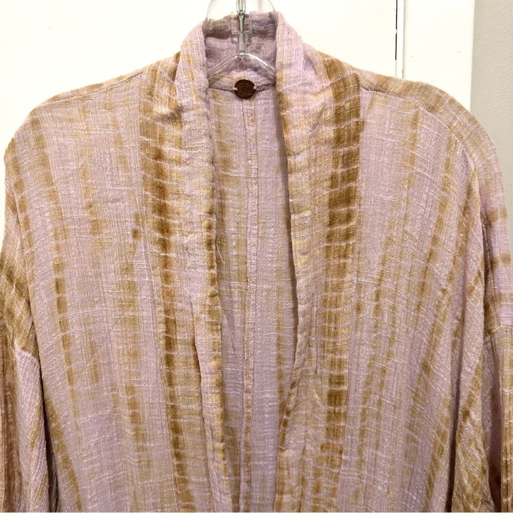 Free People FP One Sasha Tie Dye Gauze Kimono XS/S Lavender Belted Cardigan Top - Picture 2 of 7